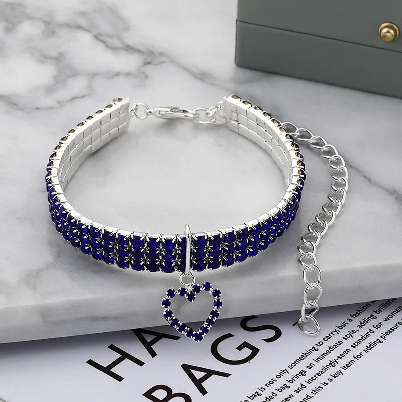 Collier Strass Élastique pour Chats & Chiens – Bijou Amour et Éléganc