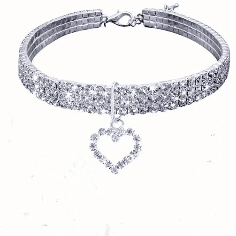Collier Strass Élastique pour Chats & Chiens – Bijou Amour et Éléganc